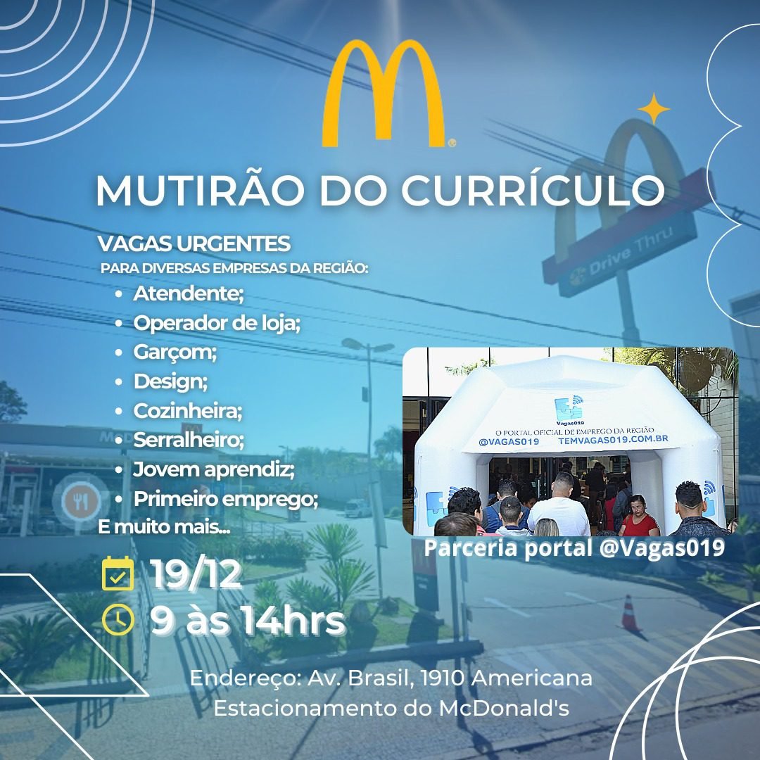 Mutirão do Currículo acontece dia 19 em Americana 1 VAGAS