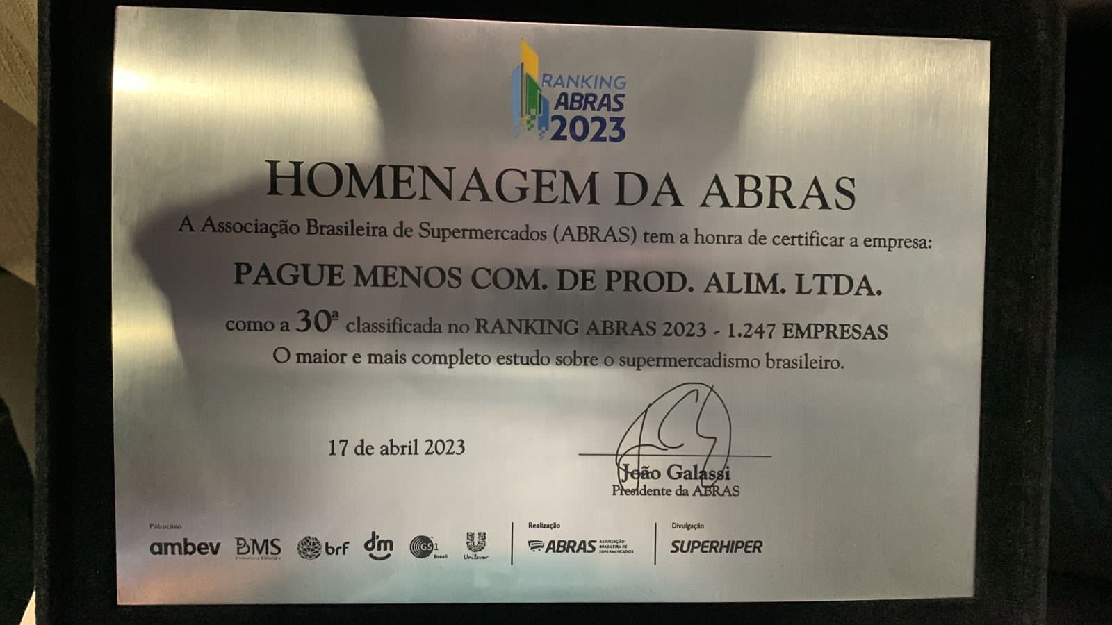 Placa Homenagem ABRAS