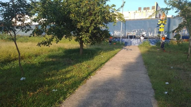 Roçagem e limpeza da passarela da estação do trem, entre o Florida e o Centro 2023-05-12 (2)