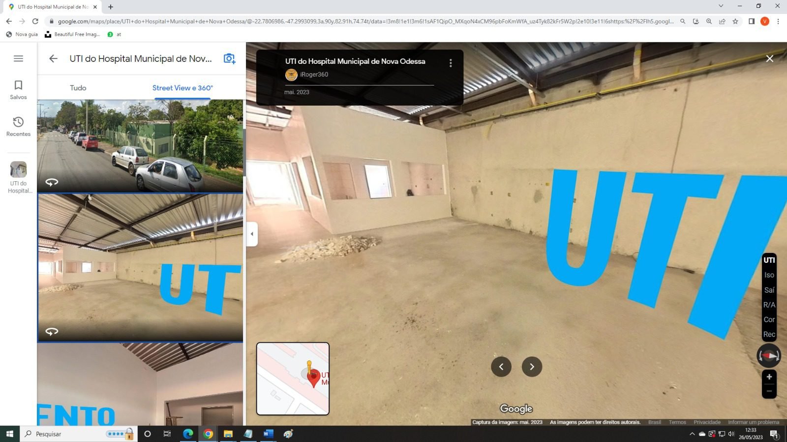 Tour virtual 3D Google Street View da obra da UTI do Hospital Municipal de Nova Odessa - maio 2023 (2) interna menor