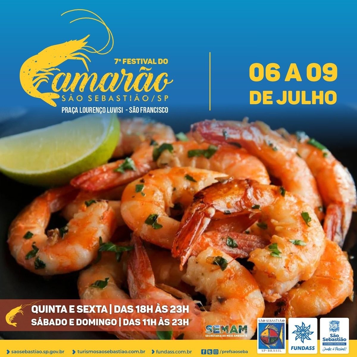 Festival do Camarão começa dia 6 de julho