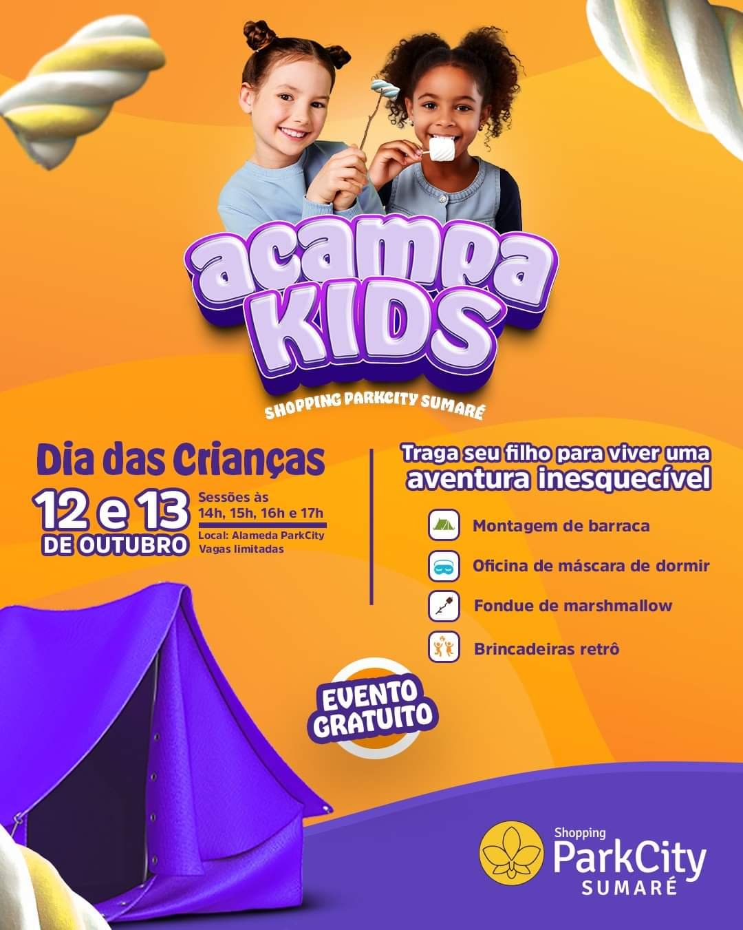 Acampa Kids é atração do Shopping ParkCity Sumaré para comemorar o Dia das Crianças 1 Acampa Kids