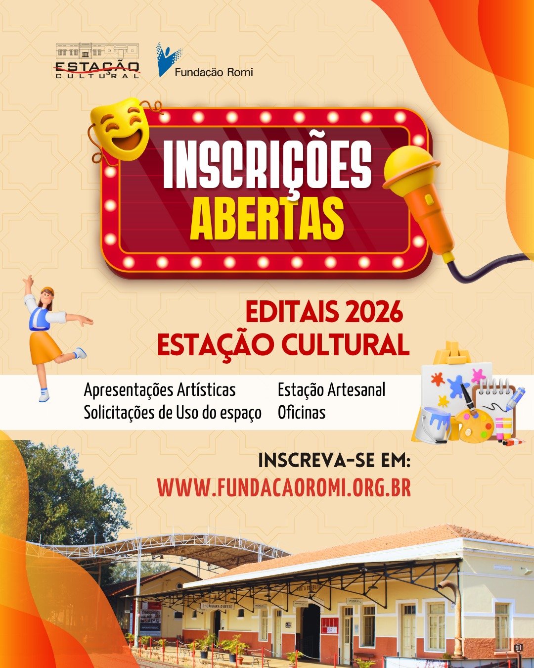 Estação Cultural da Fundação Romi lança editais para 2026 1 Estação Cultural editais