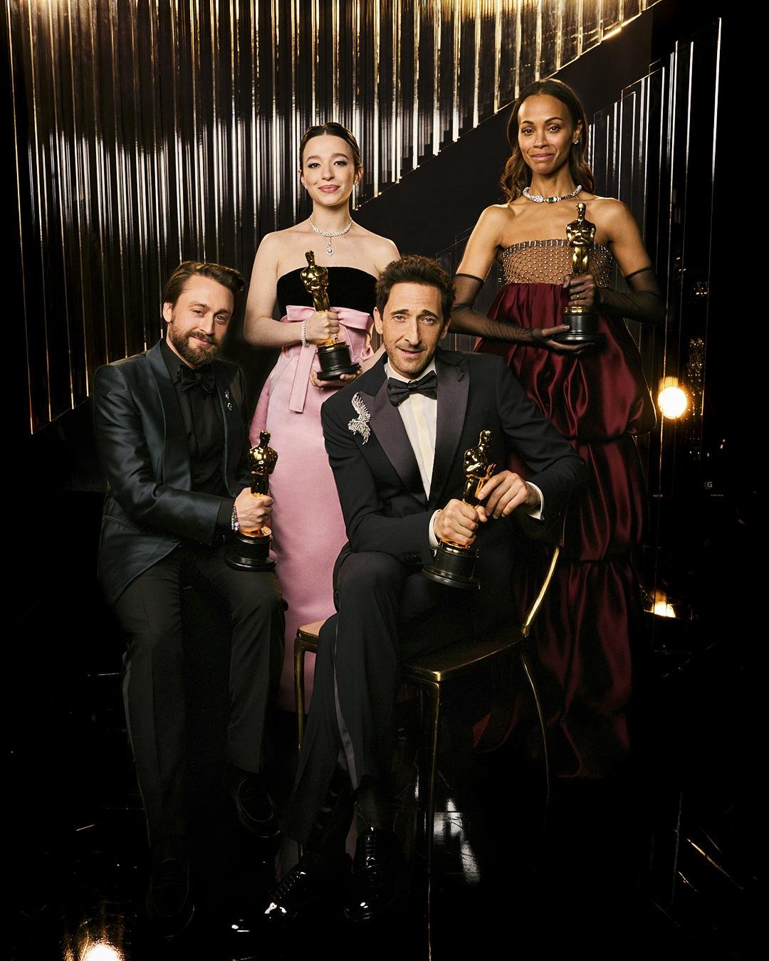 Kieran Culkin, Mikey Madison, Adrien Brody, Zoe Saldana- credit Matt Sayles The Academy