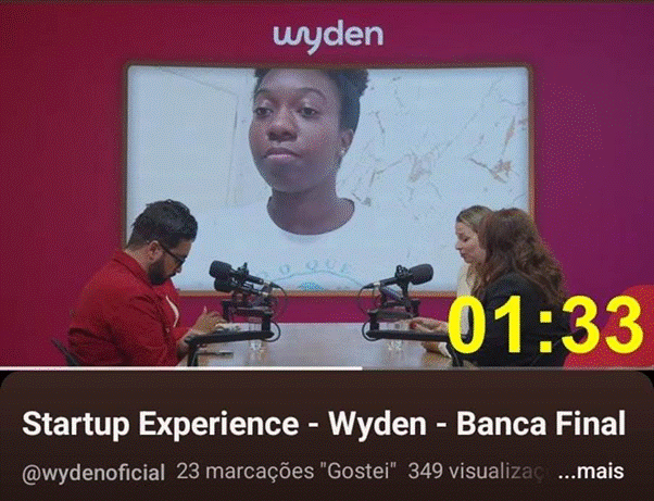 Imagem: Jamily Oliveira, do Unimetrocamp Wyden, apresenta projeto no Startup Experience 2026. Crédito: Arquivo Pessoal