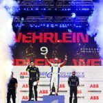 - Pódio do E-Prix de Londres de 2026 neste sábado  - Crédito: Simon Galloway/LAT Images/Fórmula E/Divulgação