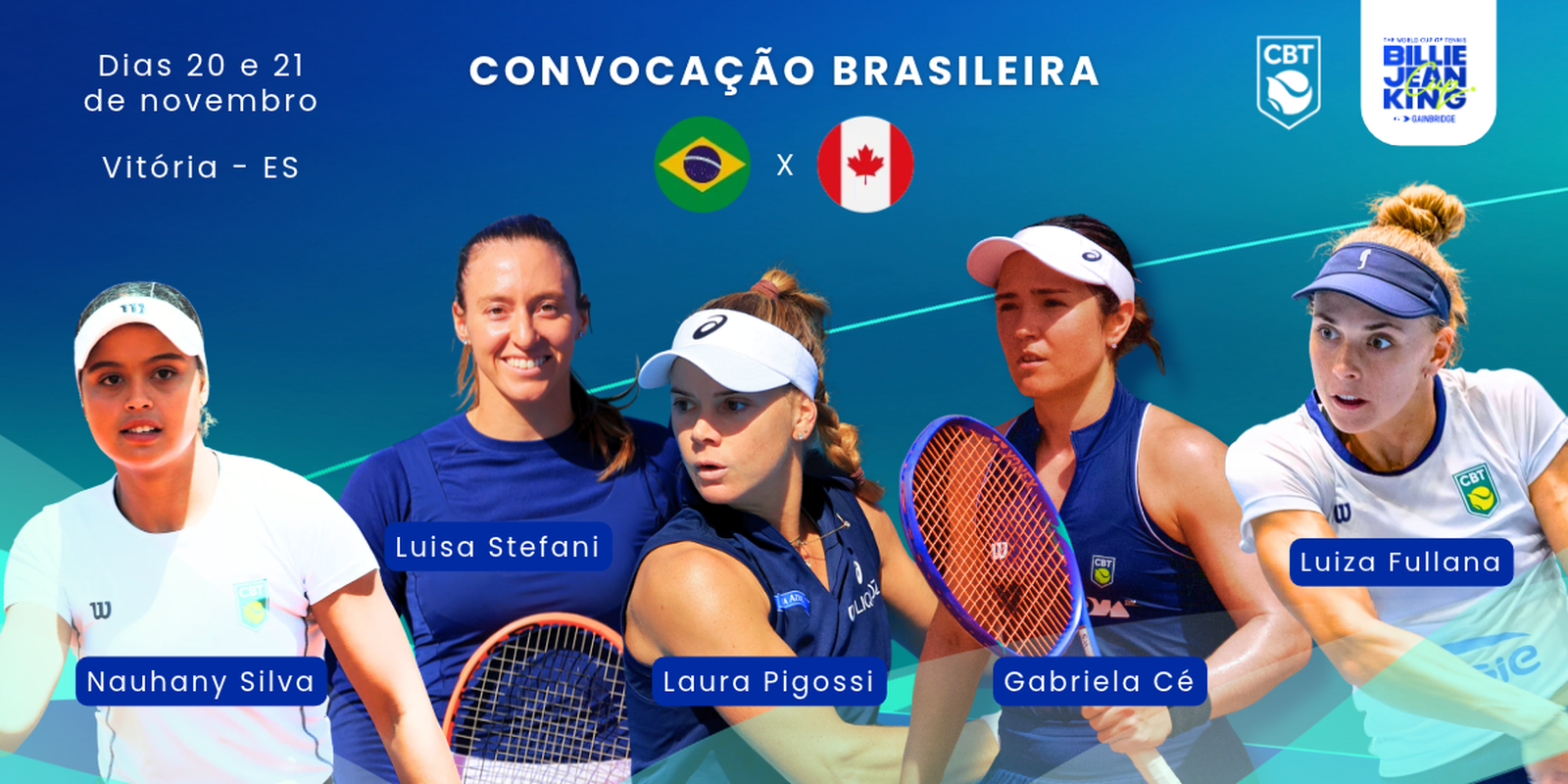Seleção feminina de tênis é convocada para a disputa da